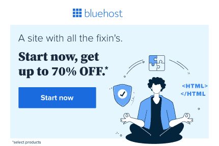 Try Bluehost web hosting and get up to 70% off