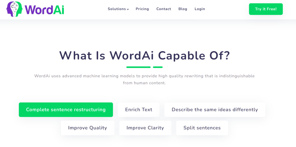 WordAI features