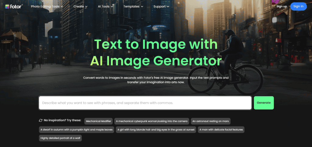 Fotor AI text-to-image generator