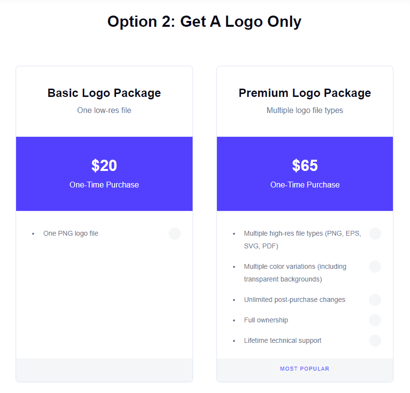 Looka logo pricing plans