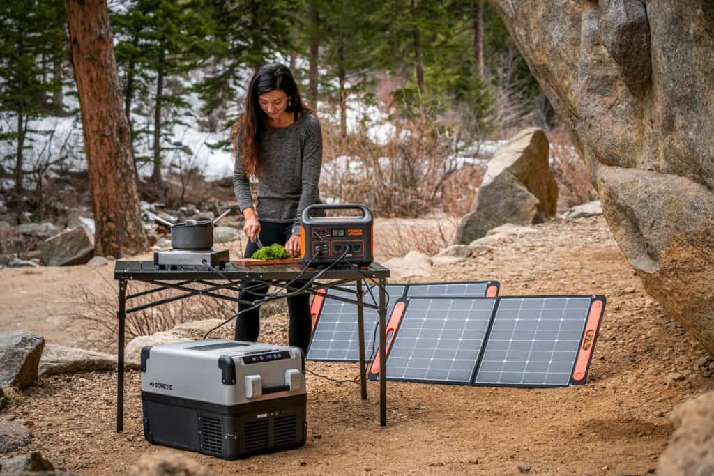 Using portable solar panels for cooking while camping as a digital nomad