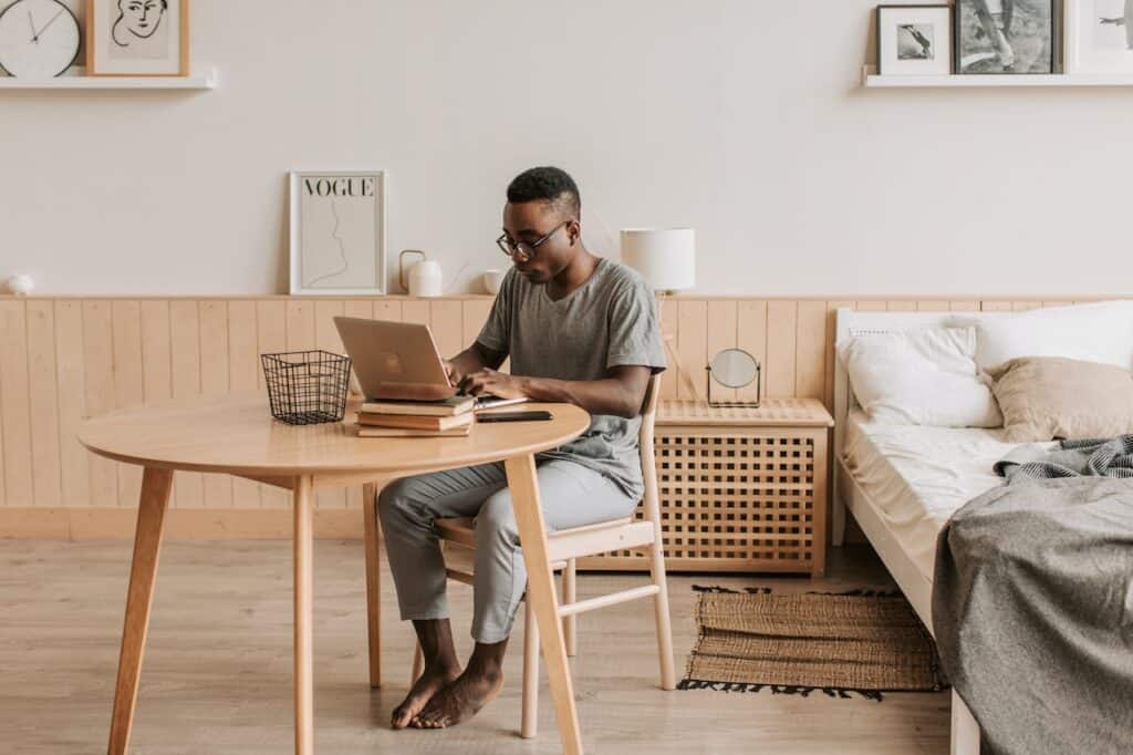 A remote worker using productivity tips and tools for WFH