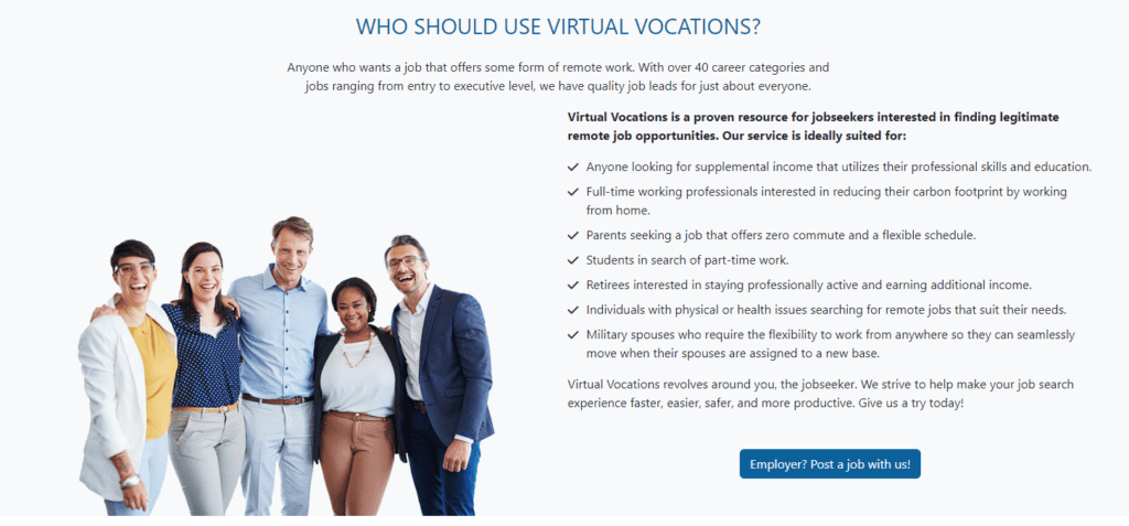 Virtual Vocations remote job search engine